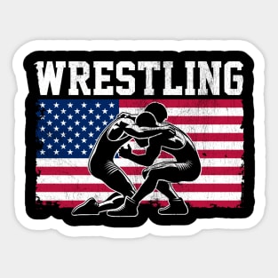 Wrestling USA Flag Sticker